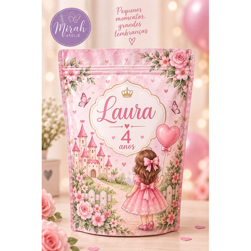 Saquinho Ziplock Personalizado 10 Unidades Bailarina | Lembrancinha de Aniversário | Todos os Temas