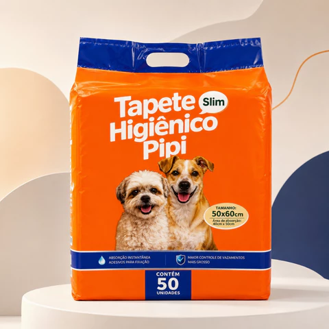 Tapete Higiênico 50x60 cm 50 até 200 Unidades Super Absorvente Descartável Cães Filhotes Xixi Pratitudo