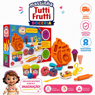 Massinha de Modelar Infantil Doceria Com Cheiro de Tutti-Frutti + Acessórios - Super Toys