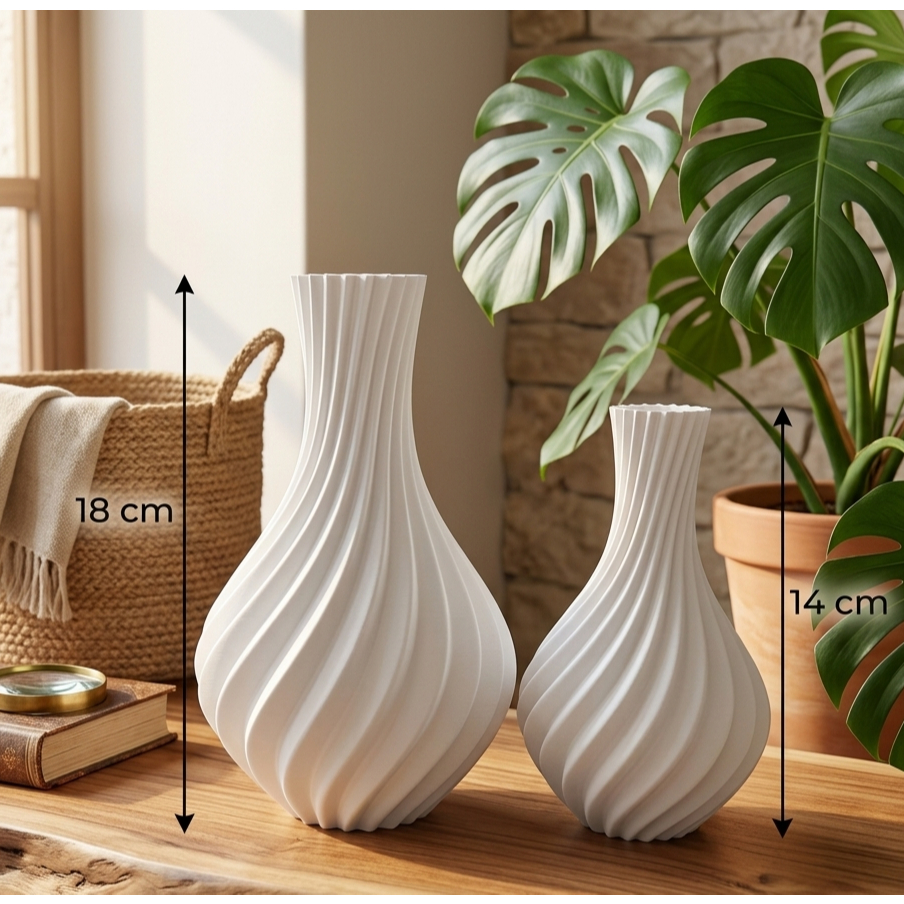 Kit Vasos Decorativos Espiral / Impressão 3D /Moderno/ Sala Mesa /Decoração Minimalista/ Luxo /Lindos