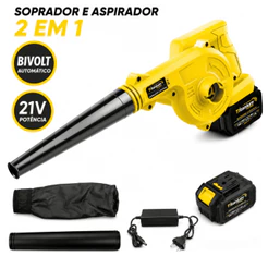 Soprador e Aspirador a Bateria 21V Titanium Platina 15000mAh 2 em 1 com Carregador Bivolt