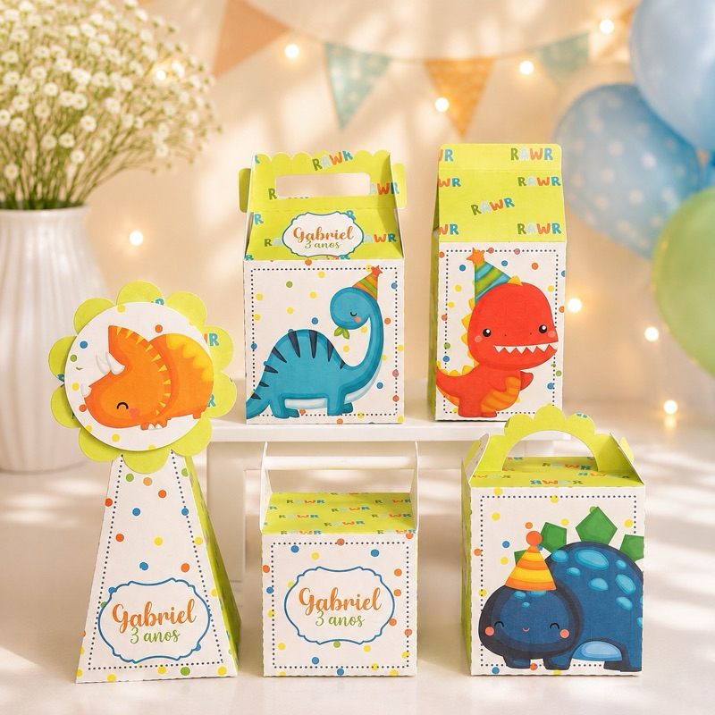Caixinhas Personalizadas para festa | Chá de bebe | Lembrancinha Aniversário Dinossauro