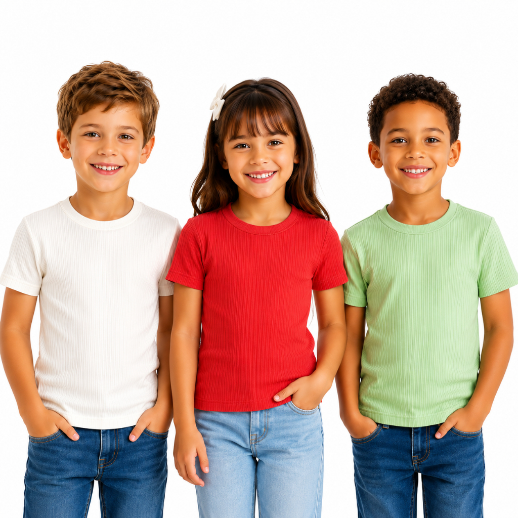 Camiseta Unissex Canelada Infantil 2 ao 16