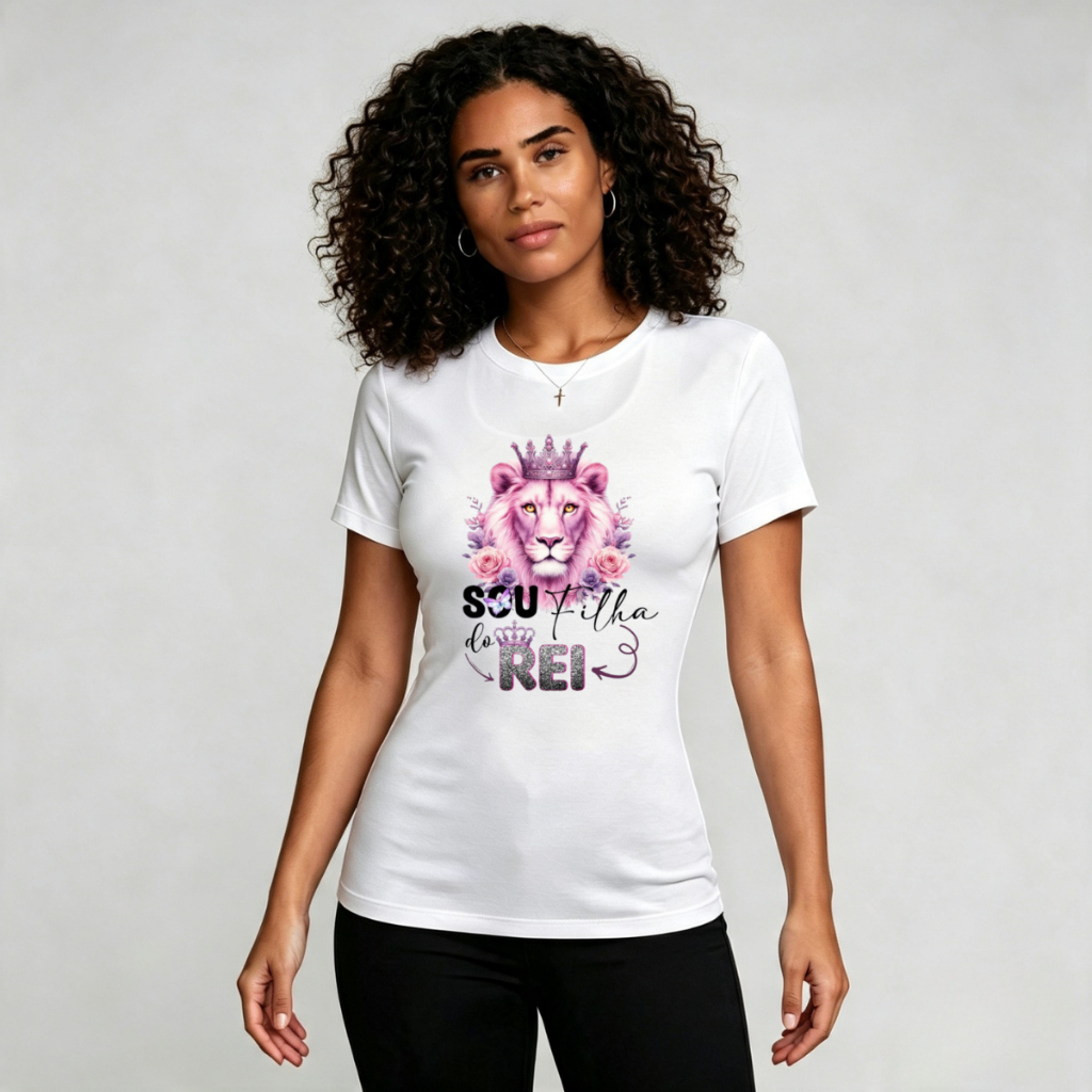 Blusa Feminina BabyLook Leão de Judá  Camiseta Poliester Moda Dry Fit Confortável