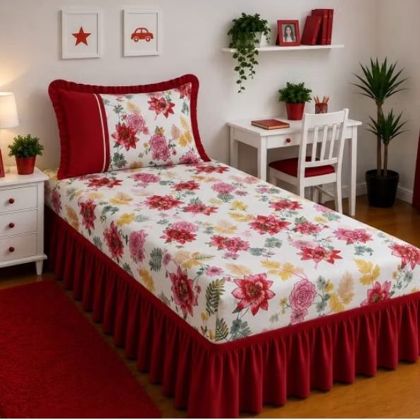 JOGO DE CAMA COBRE LEITO COLCHA SOLTEIRO OXFORD COM BARRA