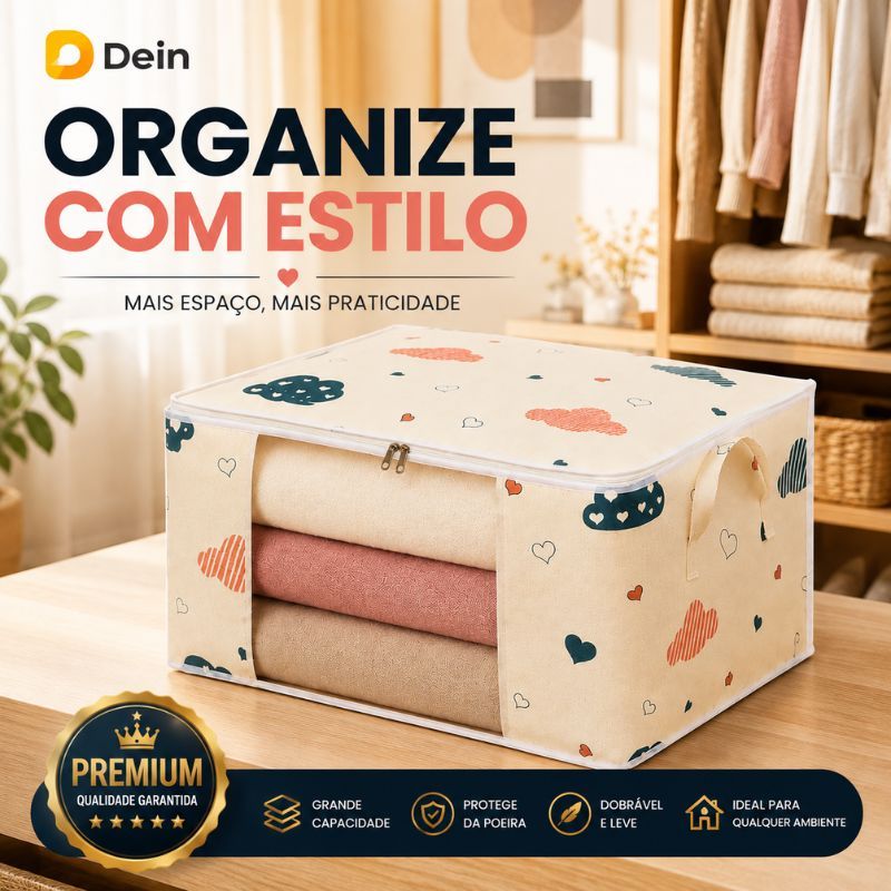 Imagem Organizador para Edredom Cobertor Roupas de Cama 60x40x30cm Caixa Saco Grande Dobrável Estampado