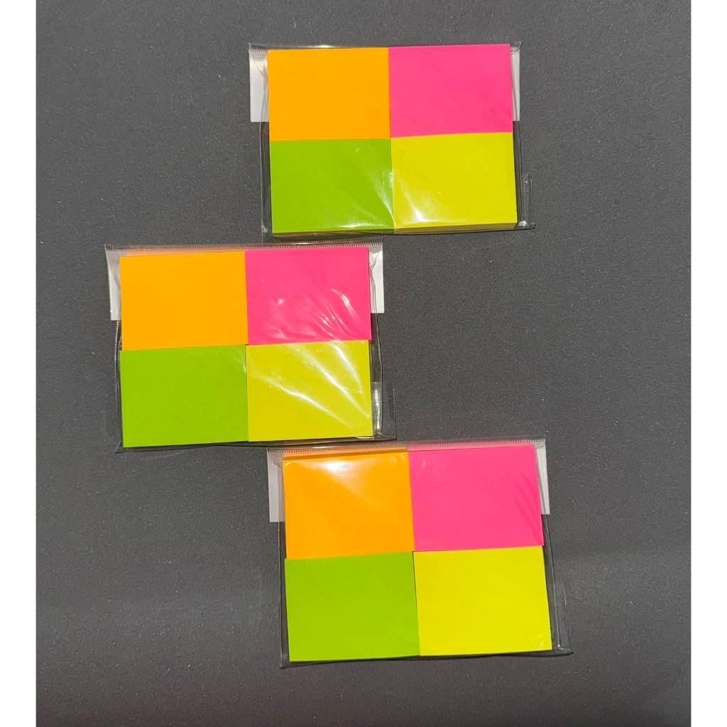 Bloco Adesivo Neon - Contem:4 Unidades Com 100 Notas Adesivas 38mmx50mm