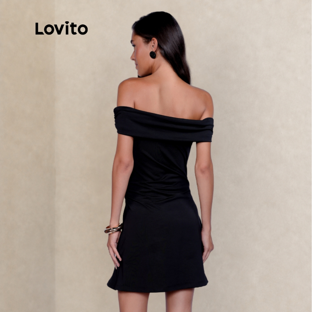 Lovito Vestido Feminino Curto Ombro a Ombro DRB936BRL966 · foto 2