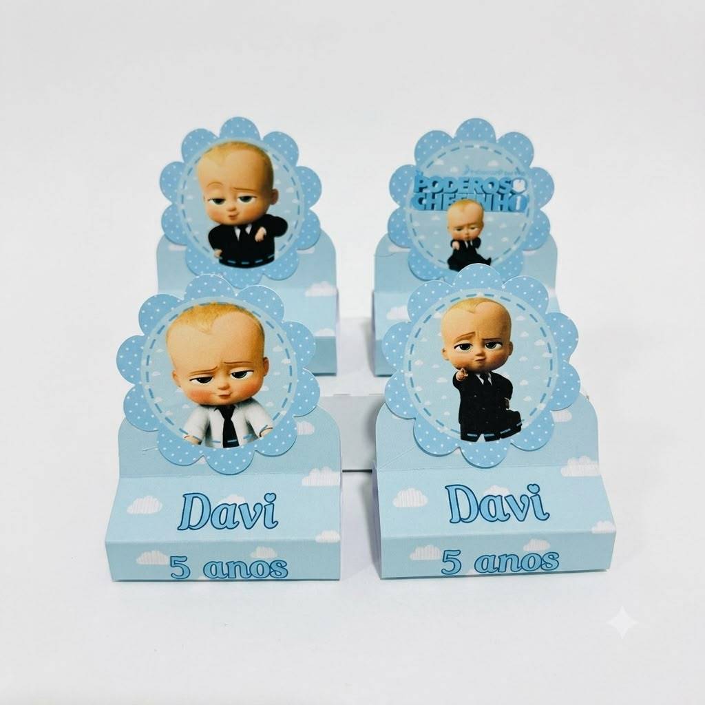 Caixinha Porta Bis Duplo Personalizada Poderoso Chefinho Lembrancinha Festa Infantil Aniversário Nome Idade Tema Mimos