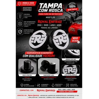 Tampa Furo Retrovisor Com Rosca M10x1,25 Royal Enfield Hunter Meteor Classic 350 Super Meteor Shotgun Interceptor 650