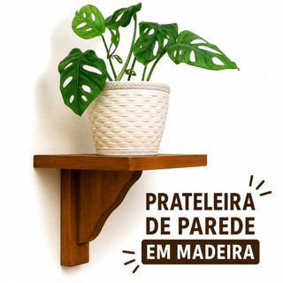 Prateleira Porta Vasos em Madeira de Pinus Natural Decorativa para Parede Plantas e Enfei…