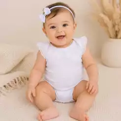 Body de Bebê Regata Com Renda Saída de Maternidade Infantil Menina Personalizado Bordado Luxuoso