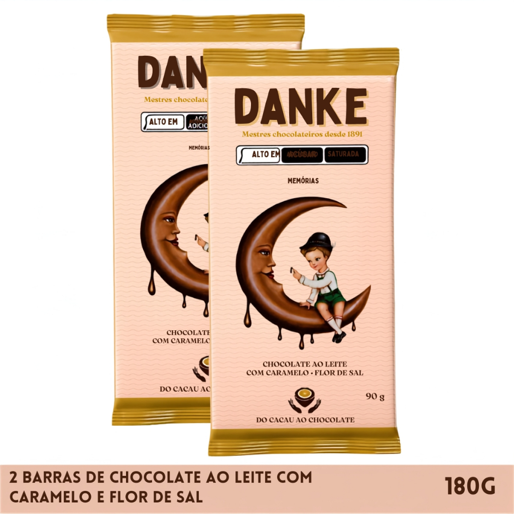 Kit 2un Chocolate Danke ao Leite Caramelo e Flor de Sal 90g