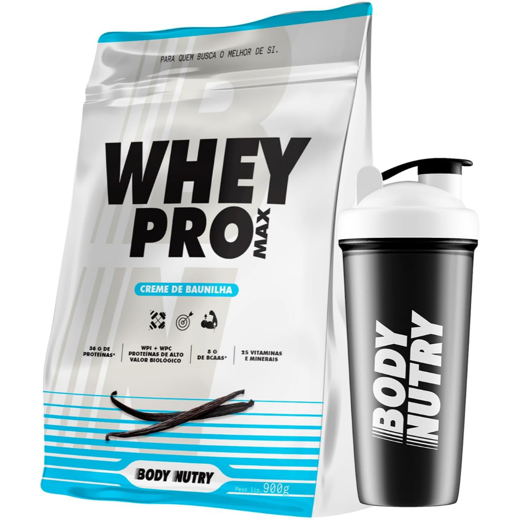 Whey Pro 900g Sem Soja, Auxilia o Ganho de Massa, Energia e Desemprenho + Coqueteleira - Body Nutry