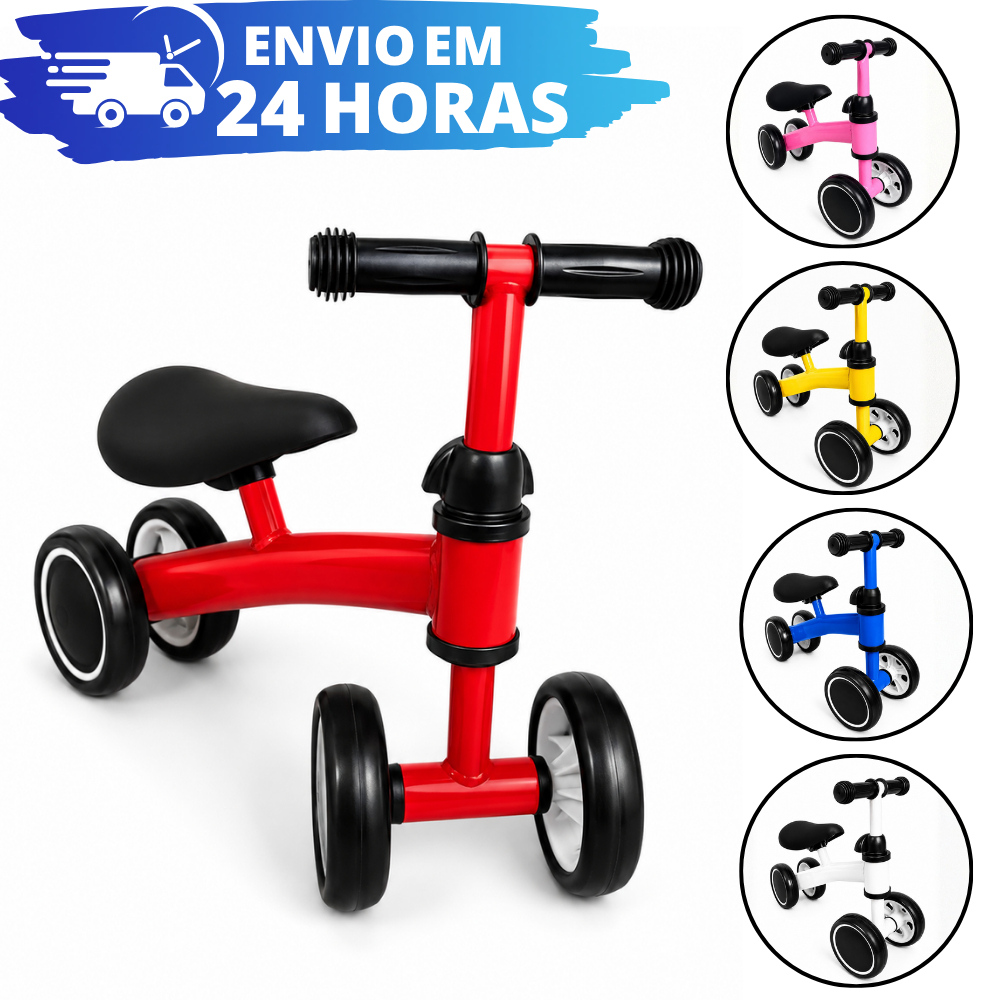 Andador/Bicicleta de Equilíbrio 4 Rodas Sem Pedal Infantil P/ Aprender a Andar