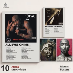 Quadro Placa Decorativa Tupac Shakur All Eyez On Me em MDF 28x20cm