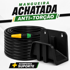 Mangueira de Jardim AcquaSlim Dupla Camada Preta C/ Suporte Fixação Parede - 05 a 40 Metros