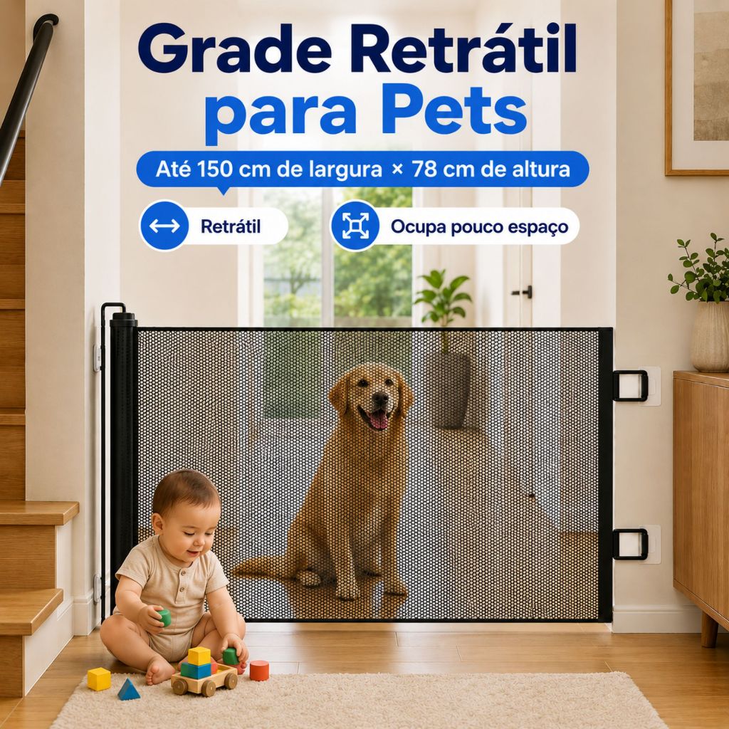 Screen Gate Barrier Protection Separator for Dog Cat Baby Adjustable Fence Anti-pull Retractable Pet Screen