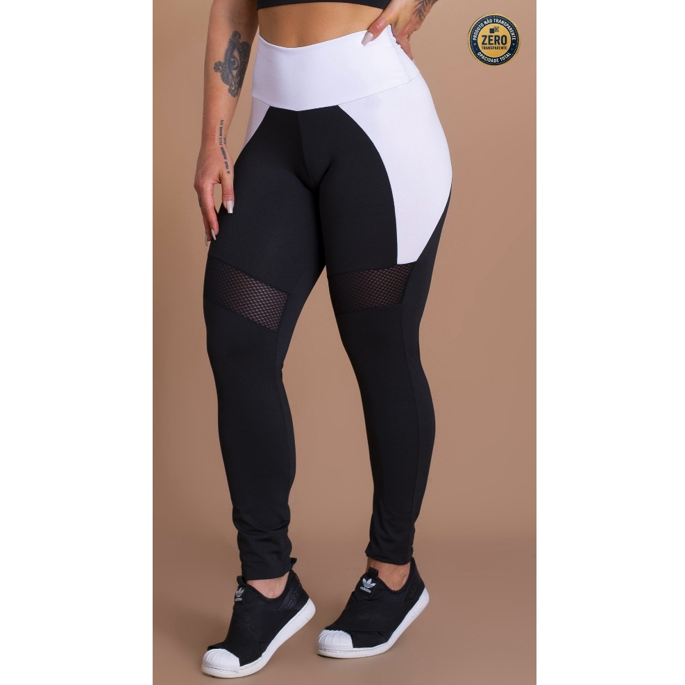 Calça Legging Feminina Cintura Alta Fitness Recorte Academia ZERO TRANSPARÊNCIA