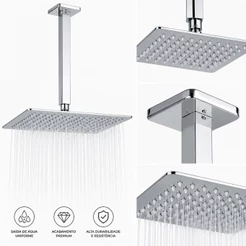 Chuveiro Ducha De Teto Slim Prata Chuveiro De Banheiro Luxo Inoxidavel 20x20