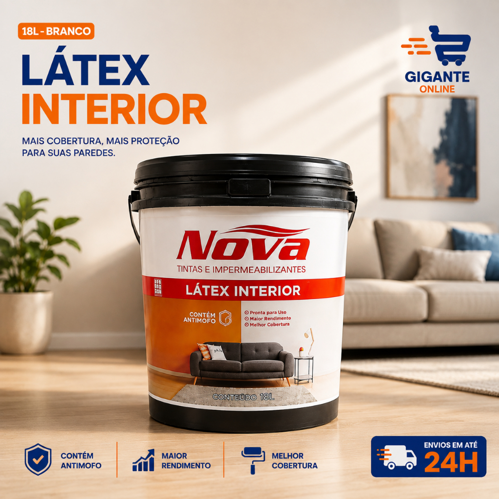Tinta Balde Látex Acrílico Branca 18L Antimofo Interior Nova Tintas