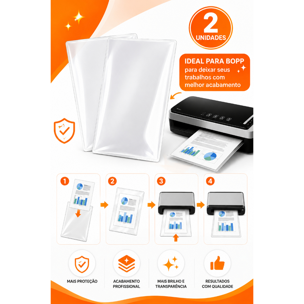 Kit Protetores Térmicos A4 para Plastificadora | Ideal para BOPP | Reutilizável | Melhor Acabamento