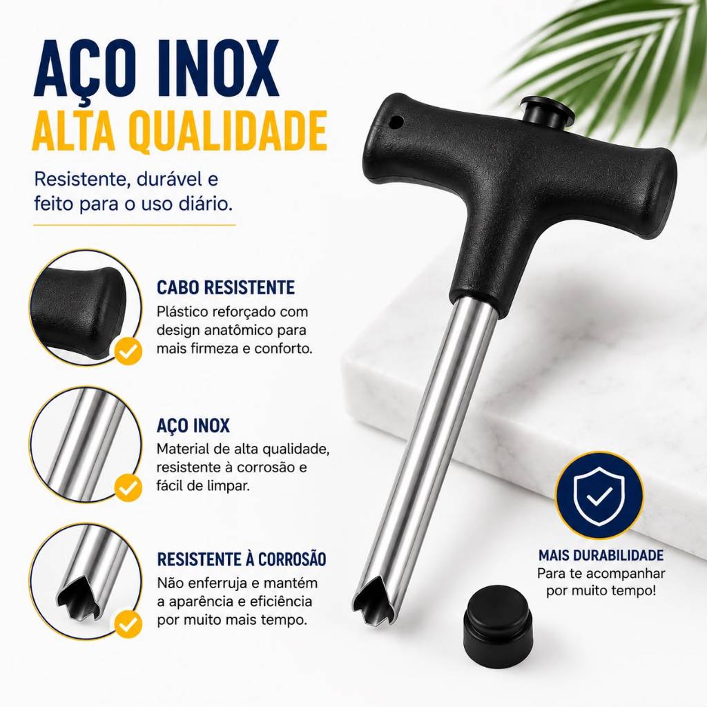 Abridor de Coco Furador de Coco 12cm Inox Original Line Prático Manual Haste Removível Quebra Coco Fura Coco — imagem 2 de 2