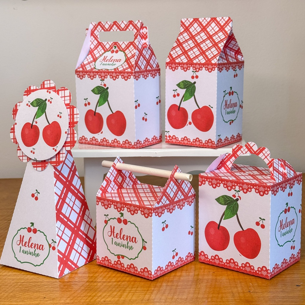 Kit Lembrancinha Personalizada Cerejinha | Caixinhas para Festa Infantil | Aniversário
