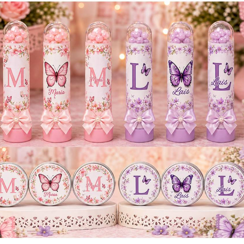 Adesivo personalizado 5X5 JARDIM DAS BORBOLETAS  lembrancinhas aniversários /chá de bebe/festa infantil