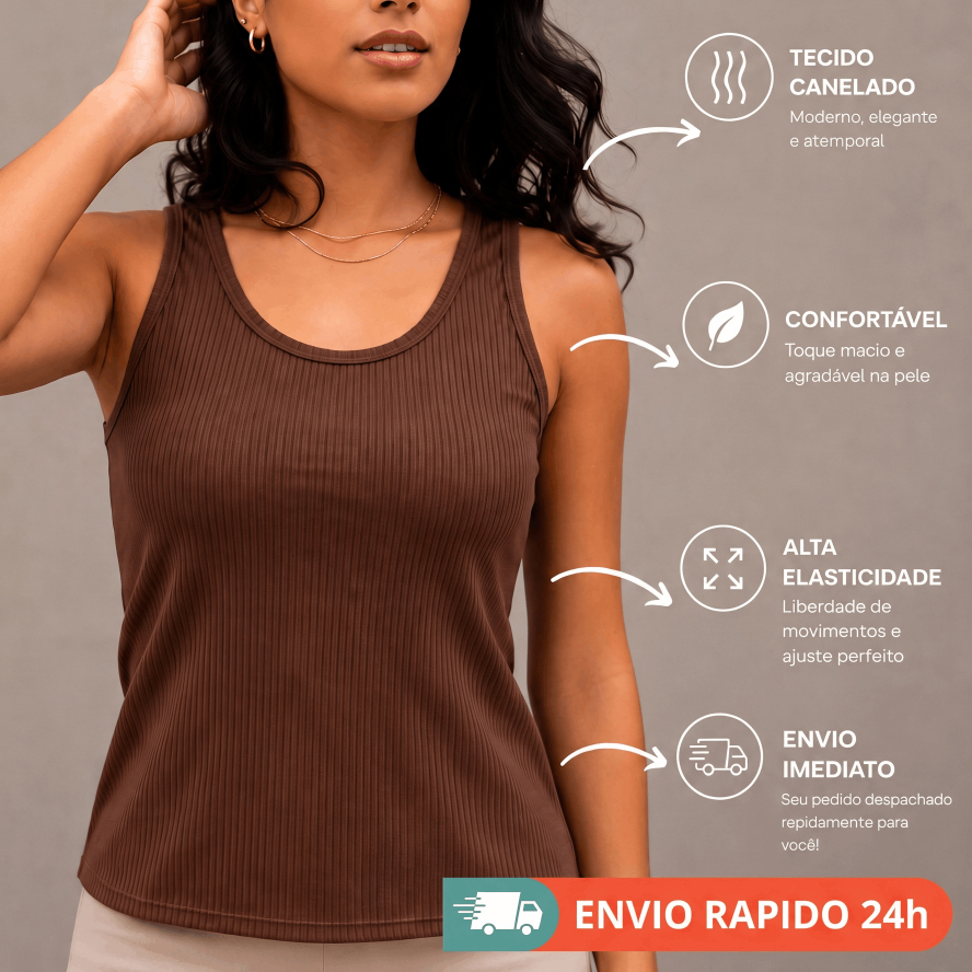 REGATA FEMININA BLUSA CANELADA RIBANA BASICA - ENVIO IMEDIATO