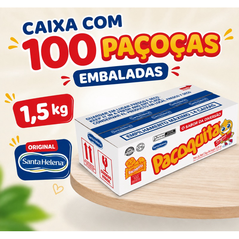 Paçoquita Santa Helena Paçoca Original Com 1,5kg Com 100 Unidades