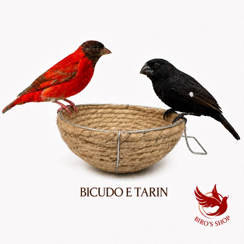 Ninho de juta para Bicudo e Tarin com suporte 7,5 cm x 3,5 cm - Unidade ou Kit