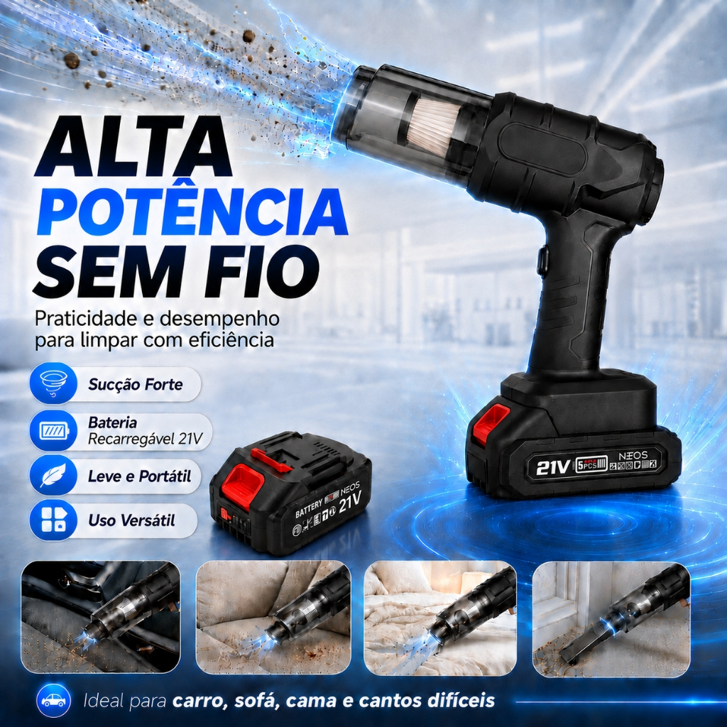 Aspirador De Pó Para Carro casa e cantos Soprador De Poeira Sem Fio Recarregável De Alta Potência