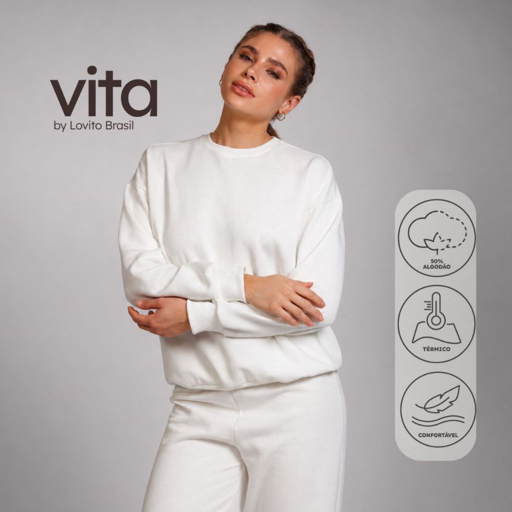 Lovito Vita Blusa Esportiva Feminina de Moletom Liso SEB20112041