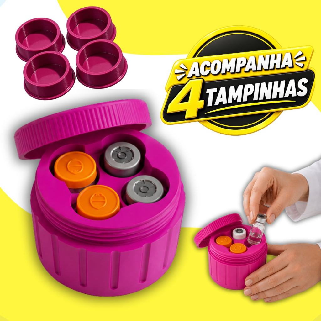 Porta Frascos Ampolas 0,3 - 0,5ml Reforçado Organizador Semanal Rémedios Tirze Compacto Transporte Seguro + Tampinhas