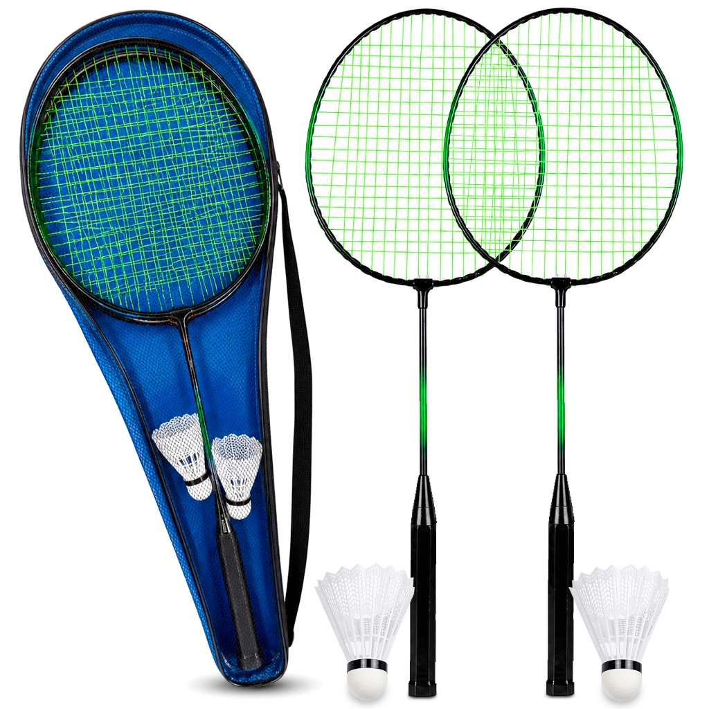 Kit Badminton 2 Raquetes Com 2 Petecas e Bolsa para Transporte Jogo Esportivo Completo