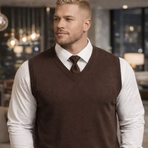 Colete Masculino Pullover - Tricot Premium - Atemporal - Decote V - sem manga - Colete Clássico Pullover