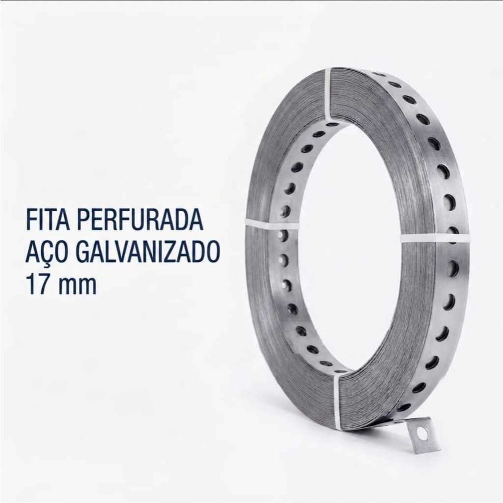 Fita Perfurada Aço Galvanizado 17mm x 0,4 mm - Fixação