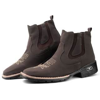 Botina Bota Texana Chelsea Country Masculina Rodeio Bordado Estilo Western Bico Quadrado Confortável