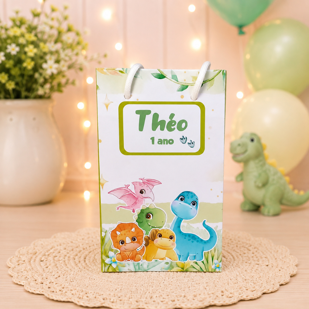 Sacolinha Personalizada (P) DINOSSAURO BABY Lembrancinha Festa Infantil (pegue e monte)