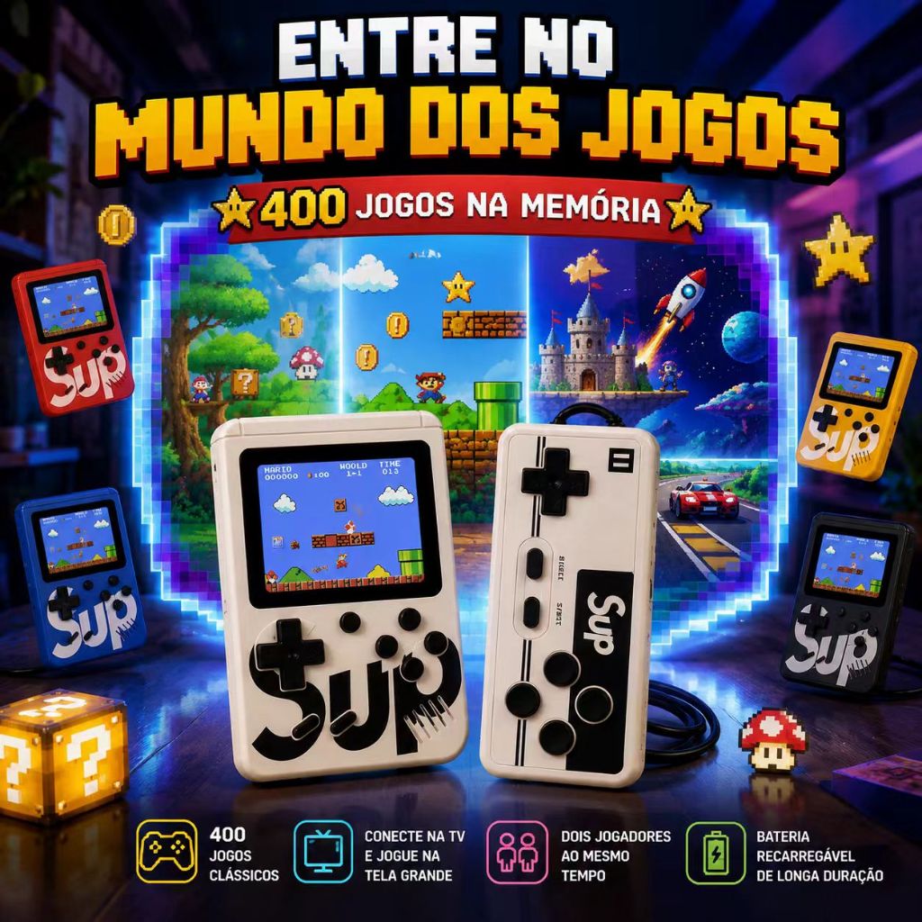 🔥 Mini Video Game Sup Game Box 400 Jogos Em 1 Portátil Jogos Antigos Clássicos Anos 80