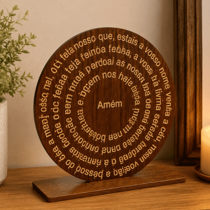 Imagem Mandala Decorativa Oração Pai Nosso Religiosa Em MDF Laminado