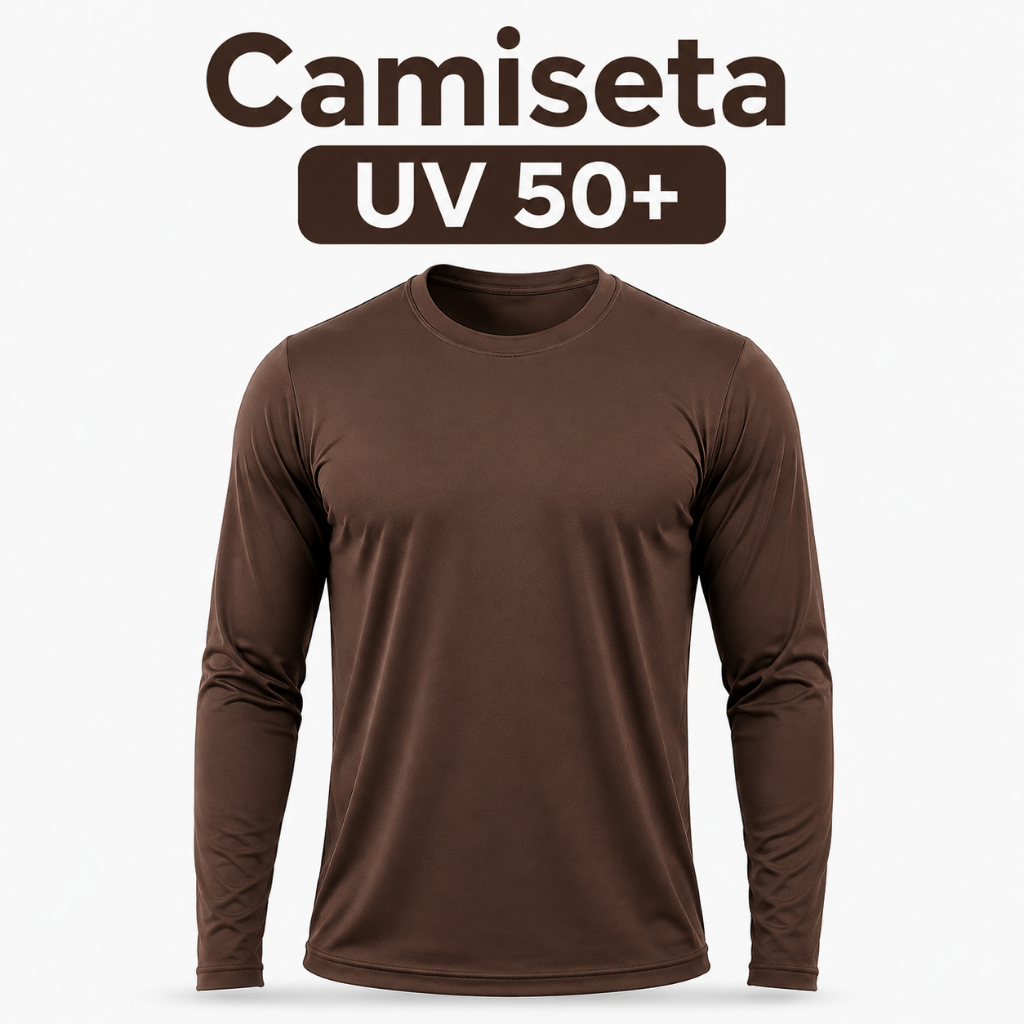 Camiseta Masculina UV 50+ Segunda Pele Manga Longa Blusa Lisa Térmica Proteção Solar Academia