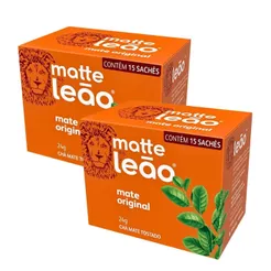 Kit 2un Chá Matte Leão Mate Original 15 Sachês (24g) Natural