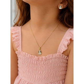 Conjunto joia infantil - cachorro - presente infantil - semi joia - banhado a ouro