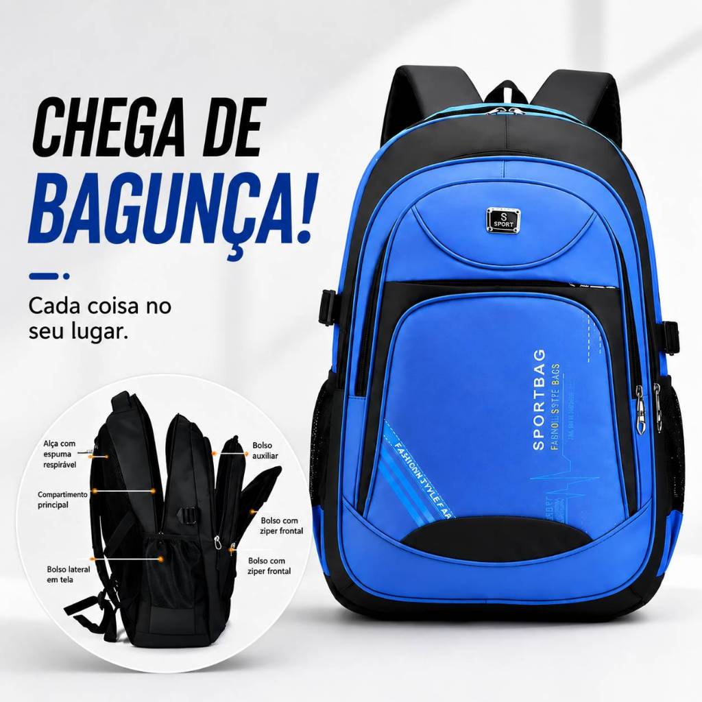 Mochila Masculina-Feminina Impermeável Faculdade Resistente Grande Pronta entrega