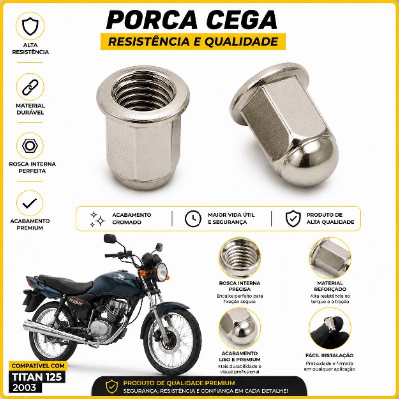 Kit 2 Porcas Do Escapamento 7mm Titan125 2000A 2008 XR200 NX 200 CBX200 Strada Bros125