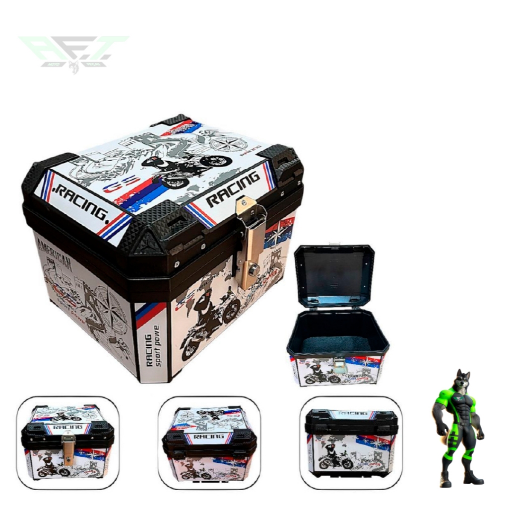 Baú Bauleto para Moto 45 litros Universal Base Kit Fixação Completo Trava Anti Furto · foto 2