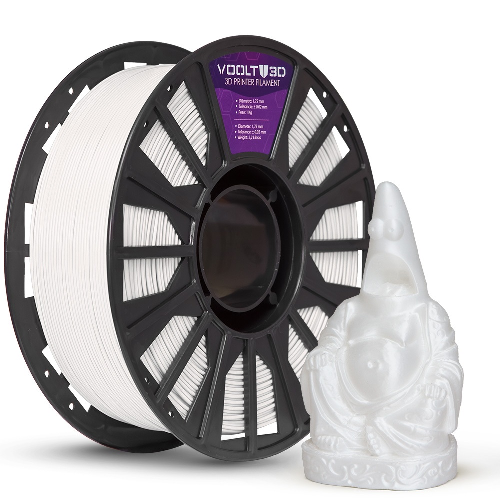 Filamento PLA Branco Off White Velvet 1Kg 1,75mm Efeito Aveludado Impressora 3D FDM Voolt3D Oficial