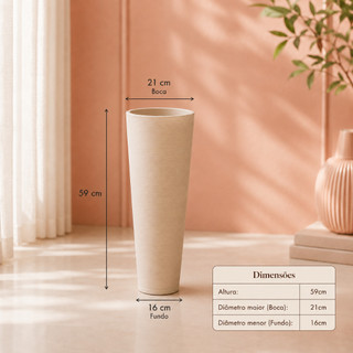 Vaso de Polietileno para Plantas e Flores Coluna Ibiza N1–Moderno Luxuoso Escovado com Prato